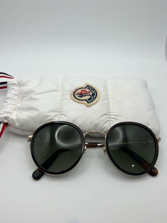 Moncler ML0195 Sunglasses 56R Havana Dark Green Pale Gold Temples Polarized main image 9